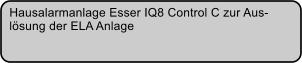 Hausalarmanlage Esser IQ8 Control C zur Aus- lsung der ELA Anlage