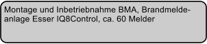 Montage und Inbetriebnahme BMA, Brandmelde- anlage Esser IQ8Control, ca. 60 Melder