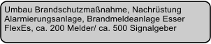 Umbau Brandschutzmanahme, Nachrstung Alarmierungsanlage, Brandmeldeanlage Esser FlexEs, ca. 200 Melder/ ca. 500 Signalgeber