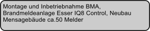 Montage und Inbetriebnahme BMA,  Brandmeldeanlage Esser IQ8 Control, Neubau  Mensagebude ca.50 Melder